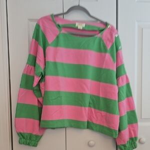 Pink and Green Striped Kids Shirt